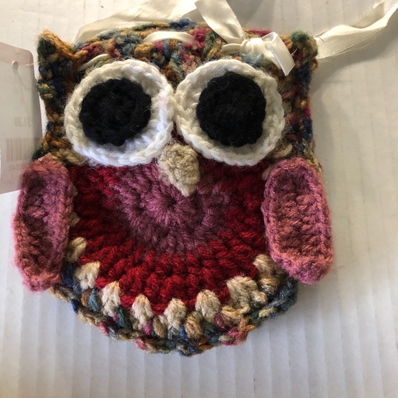 Hand Crochet Knit Owl Mini Cell Phone Purse - Picture 4 of 8